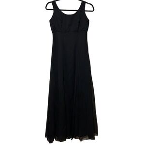 Women’s Vintage Formal Black Chiffon Empire Waist Maxi Dress 90s Y2K